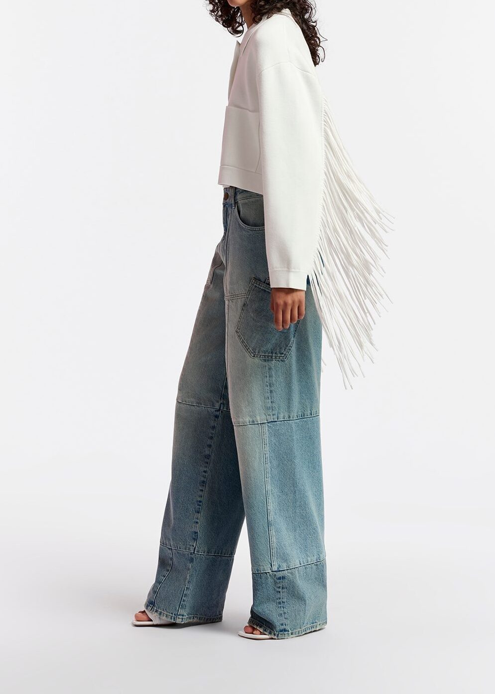 Off-white knitted jacket with fringes RE—SSENTIEL second-hand photo 7