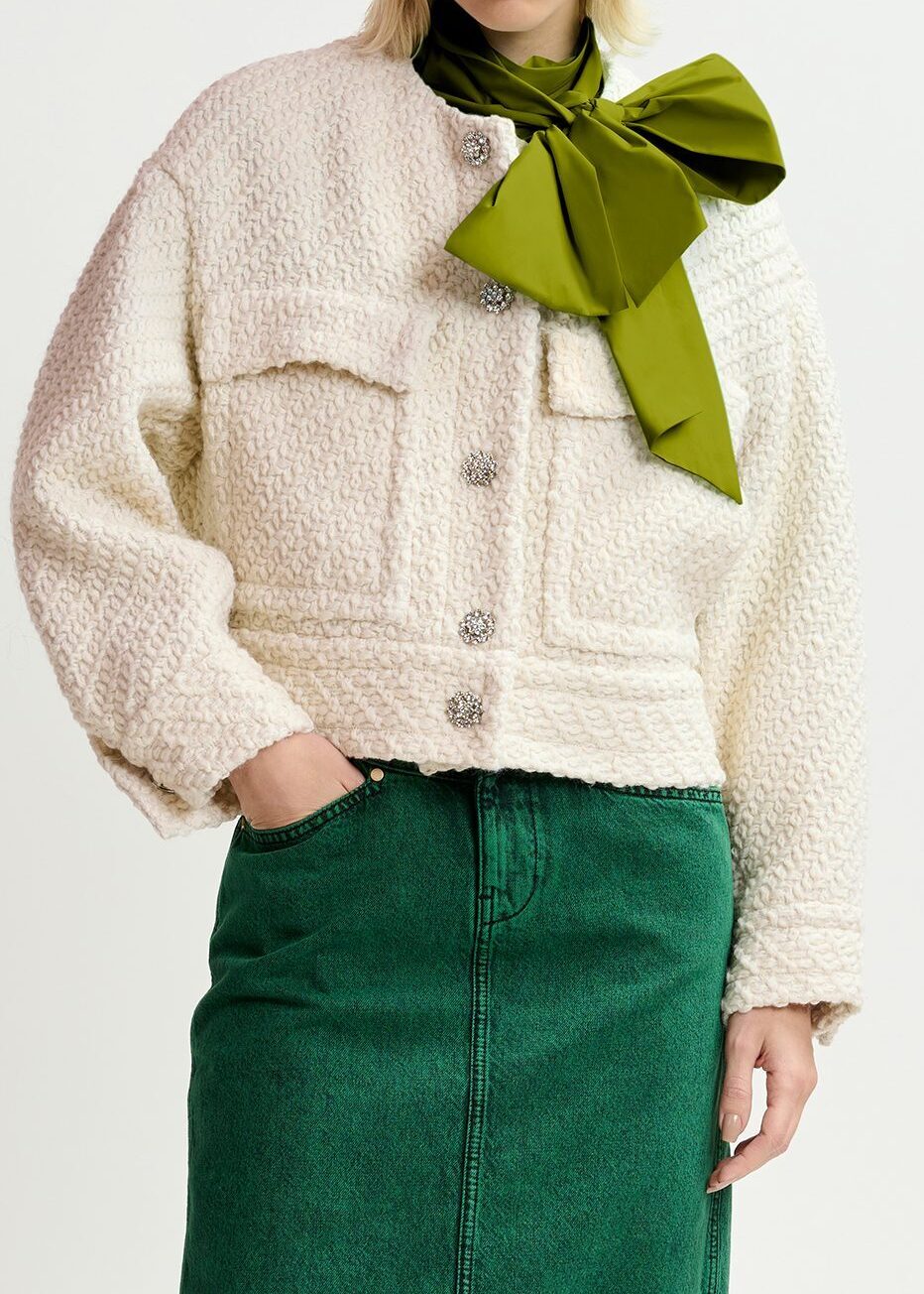 Ecru jas in tweed van wolmix RE—SSENTIEL tweedehands photo 4