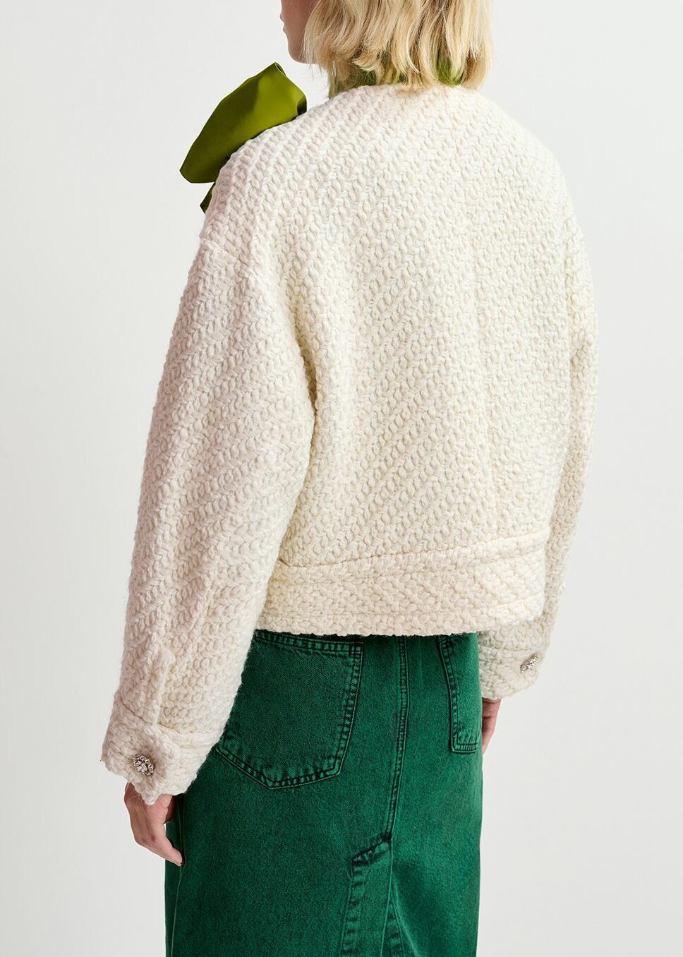 Ecru jas in tweed van wolmix RE—SSENTIEL tweedehands photo 6