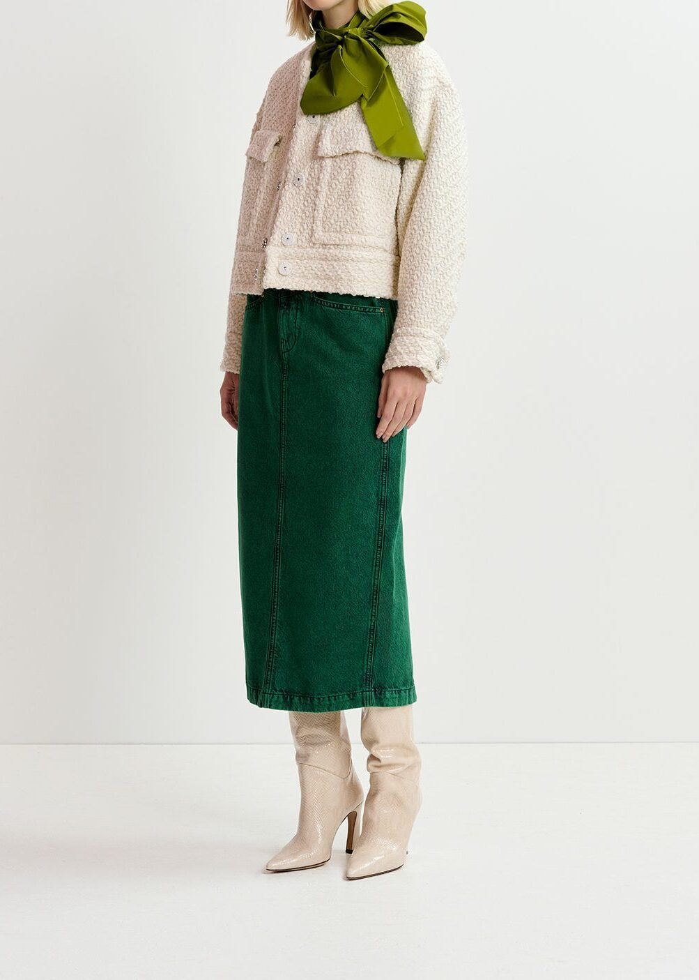 Ecru jas in tweed van wolmix RE—SSENTIEL tweedehands photo 7