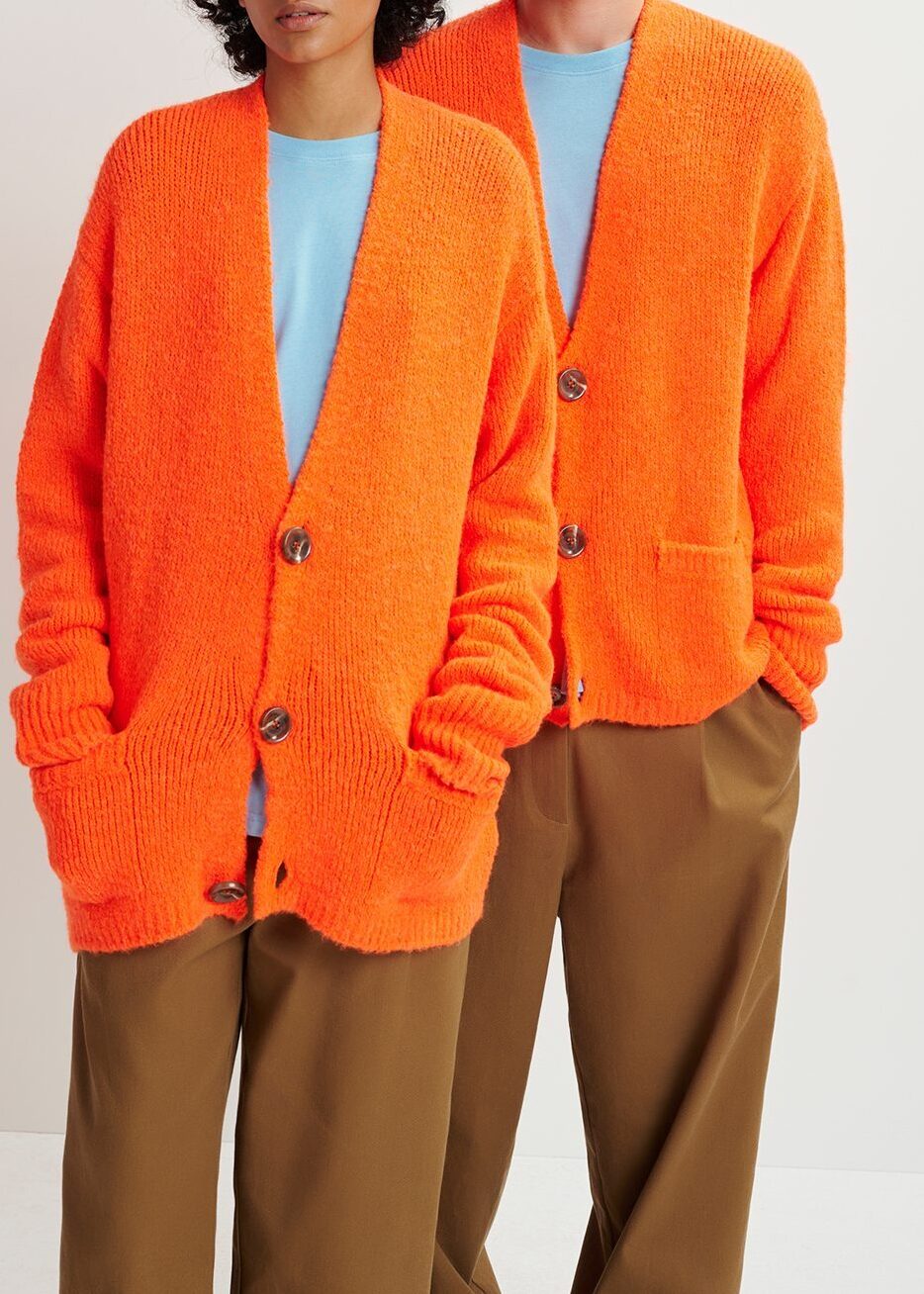 Fluo-oranje grofgebreide cardigan RE—SSENTIEL tweedehands photo 5