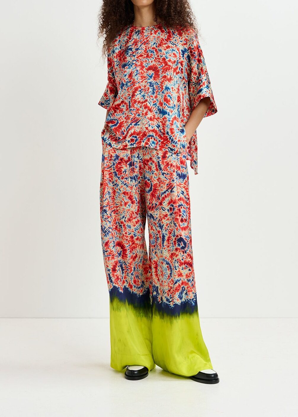 Red and blue tie-dye printed oversized top RE—SSENTIEL second-hand photo 7