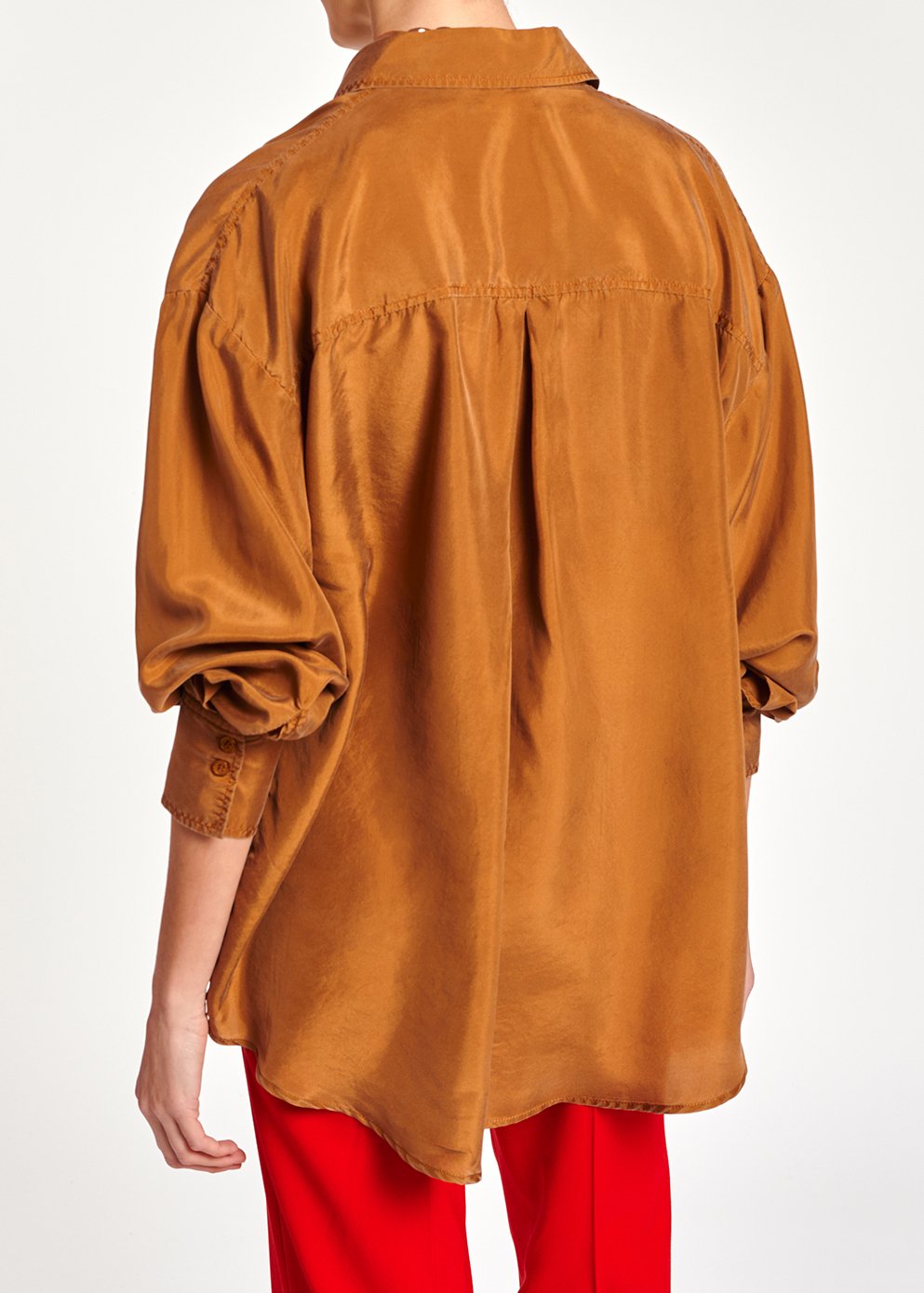Chemise ample en soie camel RE—SSENTIEL seconde main photo 7