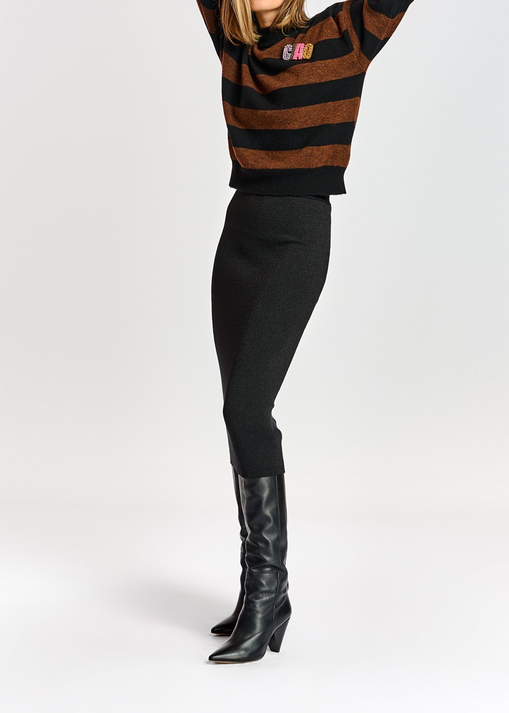 Zwarte kokerrok met lurex RE—SSENTIEL tweedehands photo 3