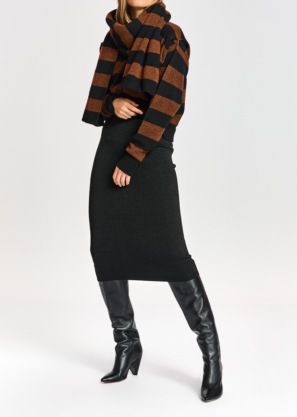 Zwarte kokerrok met lurex RE—SSENTIEL tweedehands photo 7