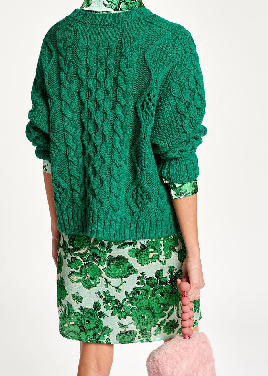 Green cable-knit wool-blend sweater RE—SSENTIEL second-hand photo 4