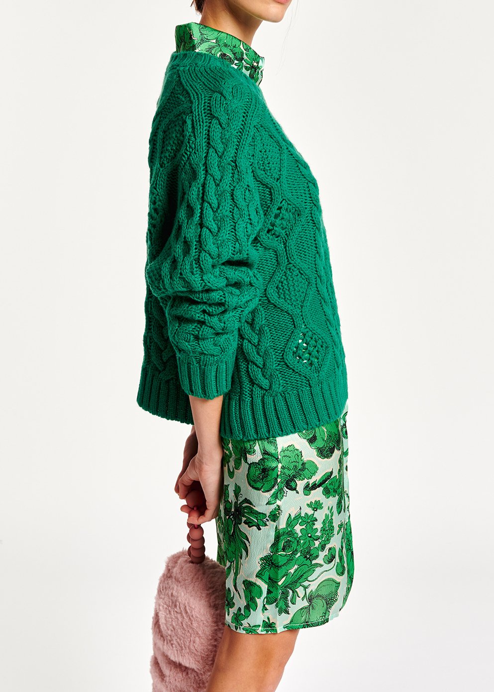 Green cable-knit wool-blend sweater RE—SSENTIEL second-hand photo 5