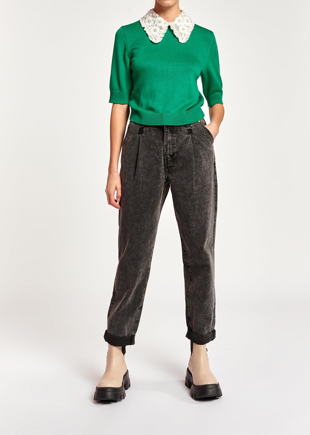 Jean fuselé gris foncé à  taille haute RE—SSENTIEL seconde main photo 5