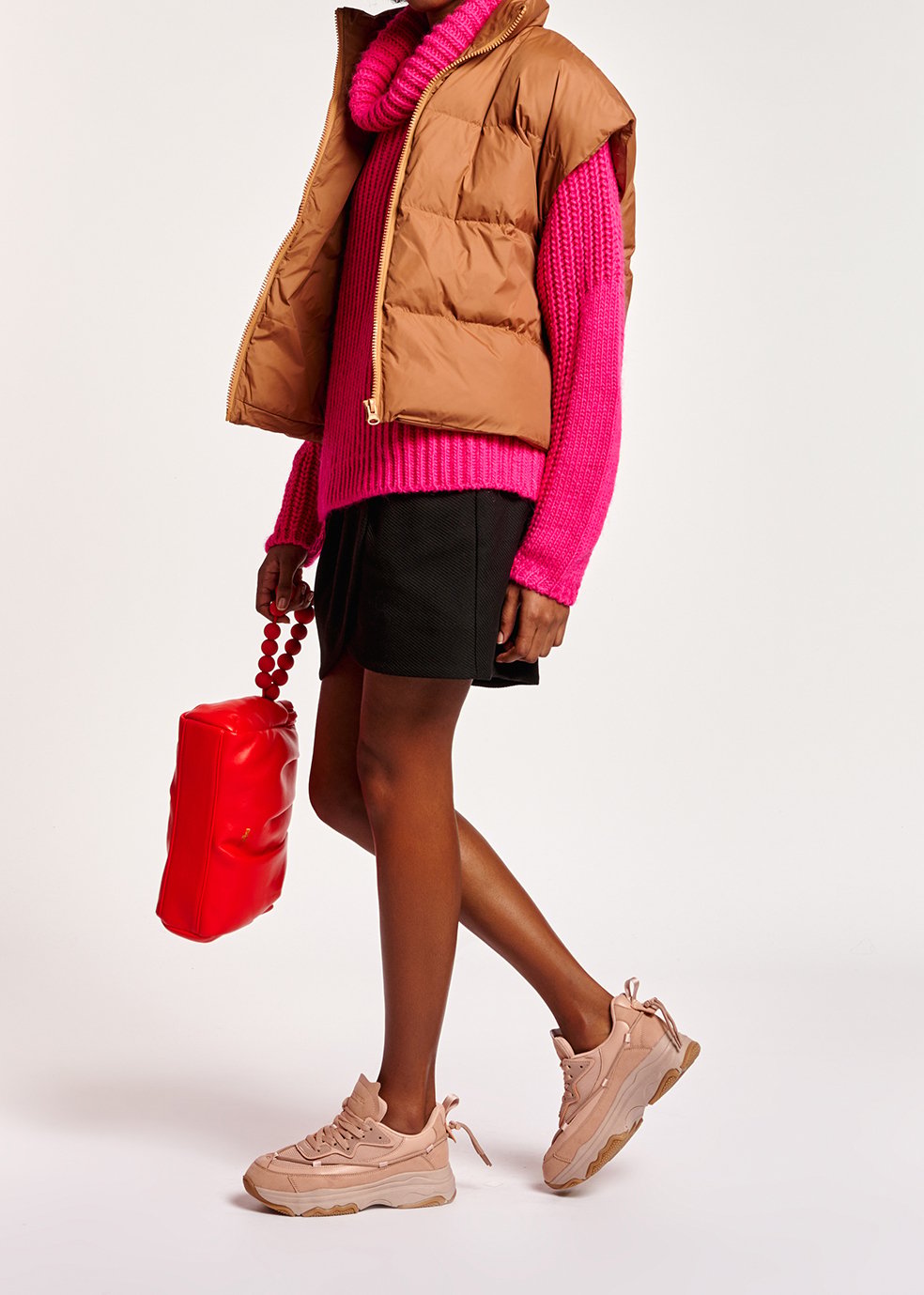 Brown sleeveless puffer jacket RE—SSENTIEL second-hand photo 3
