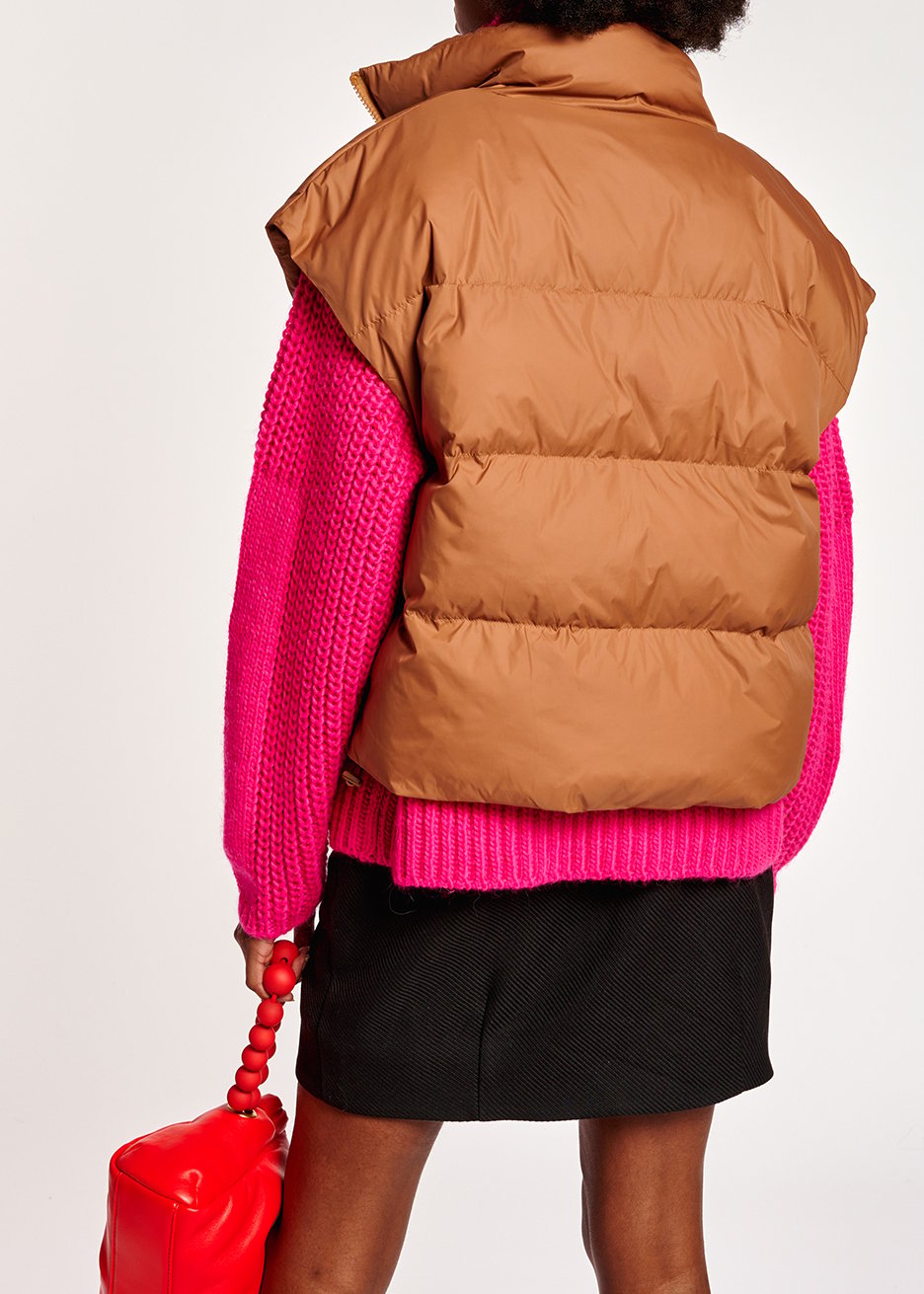 Brown sleeveless puffer jacket RE—SSENTIEL second-hand photo 6