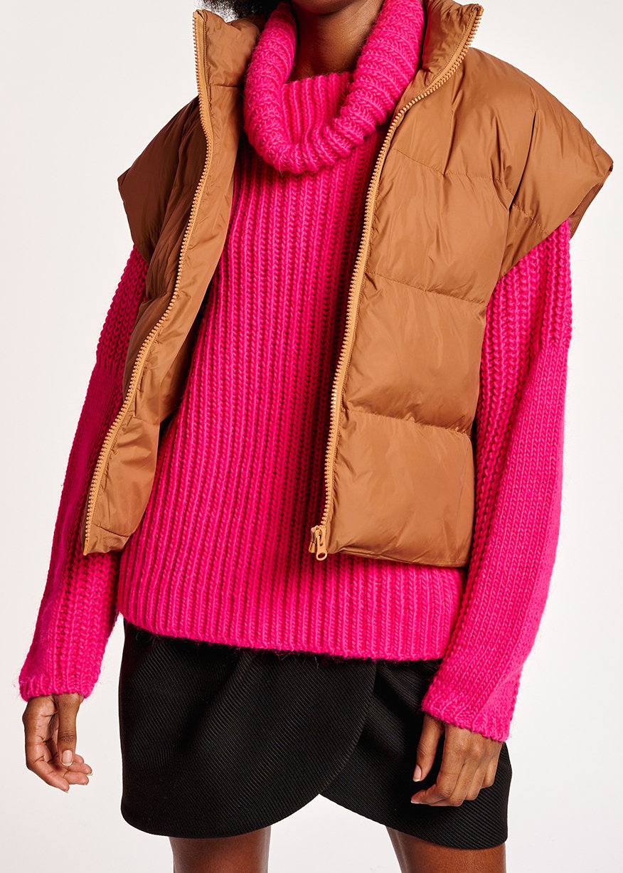 Brown sleeveless puffer jacket RE—SSENTIEL second-hand photo 7