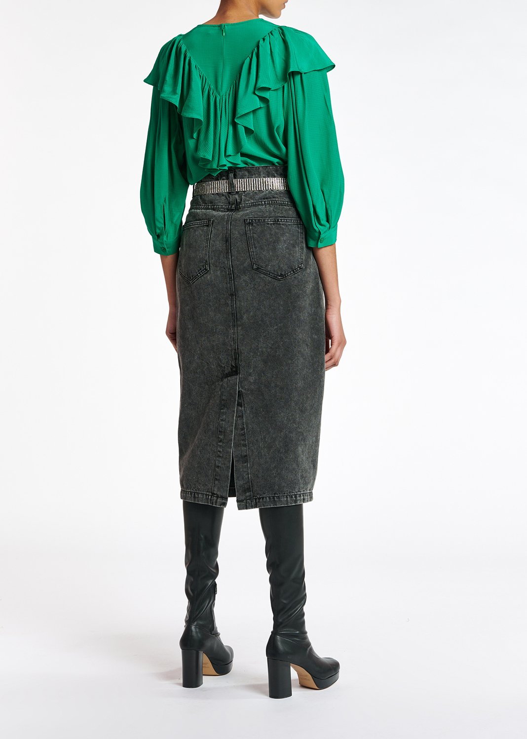 Dark grey denim pencil skirt RE—SSENTIEL second-hand photo 5