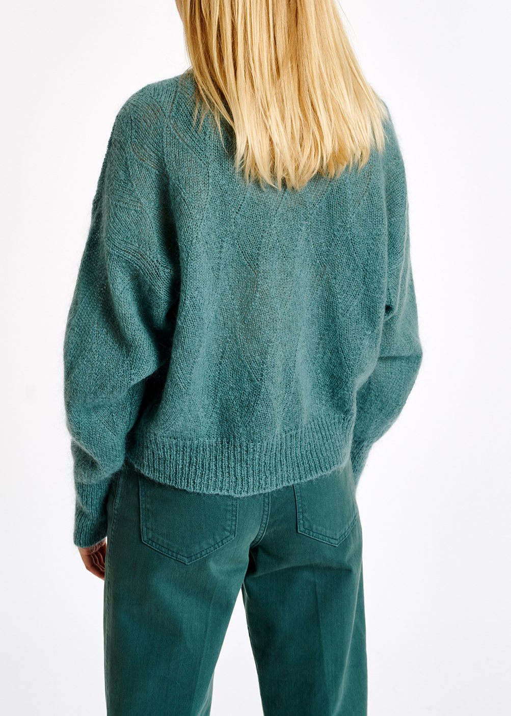 Pull bleu ajouré en mohair RE—SSENTIEL seconde main photo 4