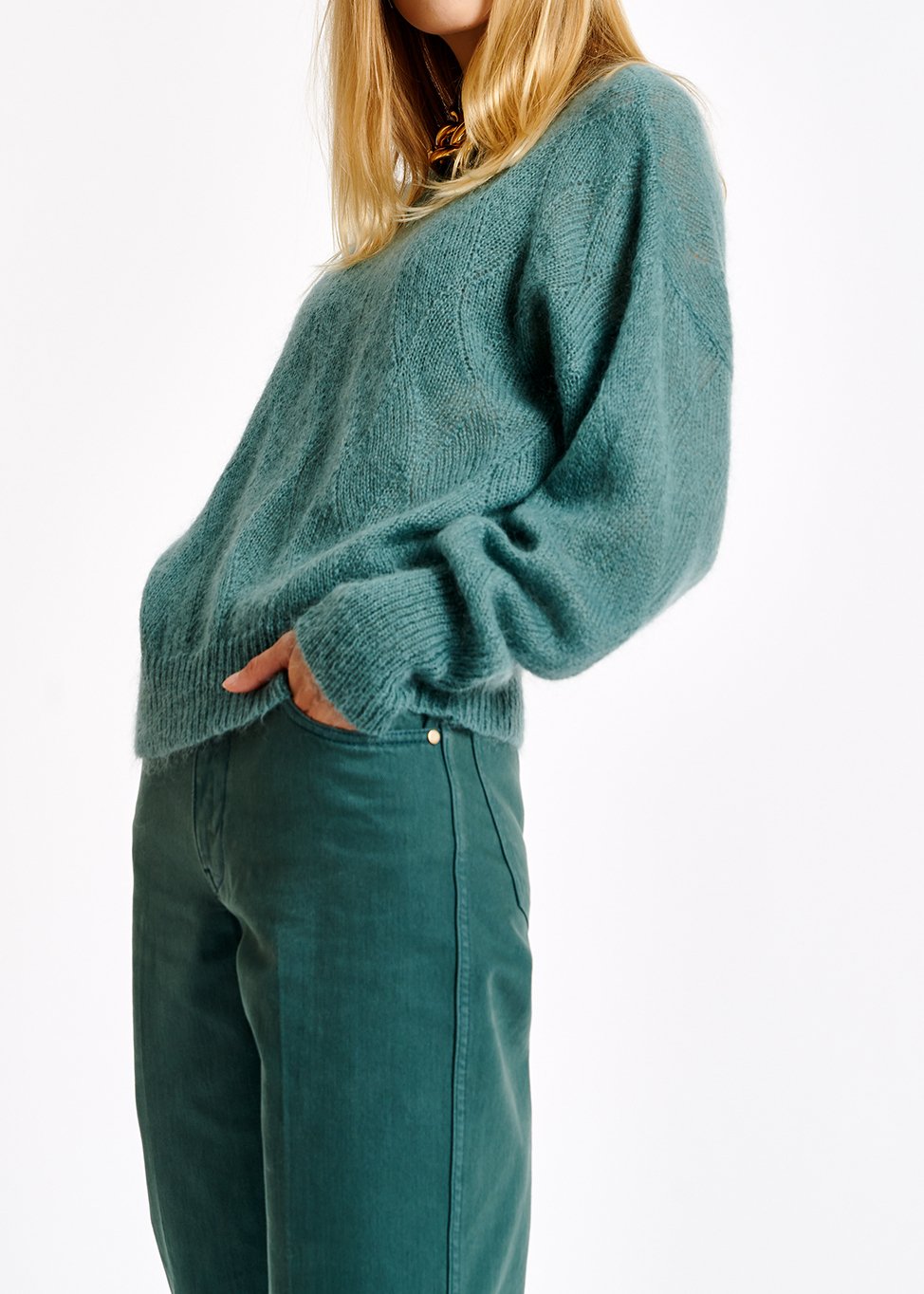 Pull bleu ajouré en mohair RE—SSENTIEL seconde main photo 6