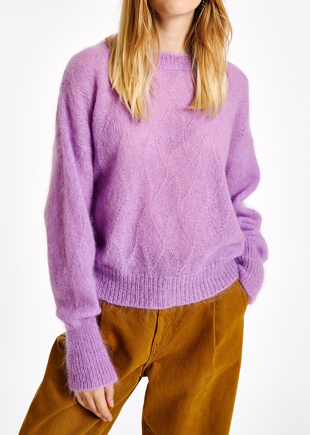 Pull lilas ajouré en mohair RE—SSENTIEL seconde main photo 6