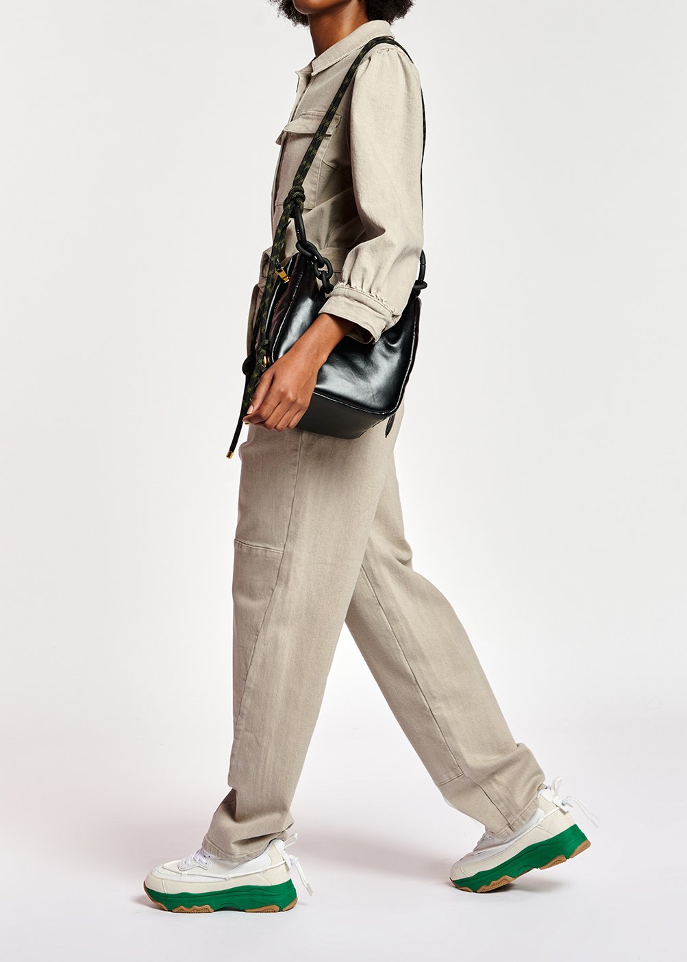 Beige belted denim jumpsuit RE—SSENTIEL second-hand photo 7