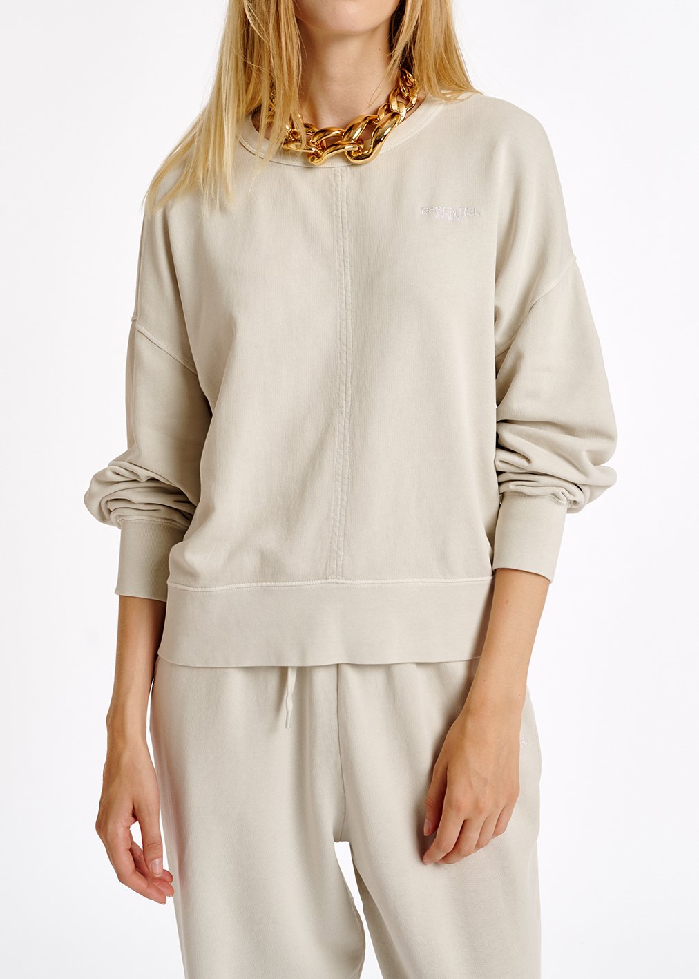 Sweatshirt en jersey de coton bio blanc cassé RE—SSENTIEL seconde main photo 6