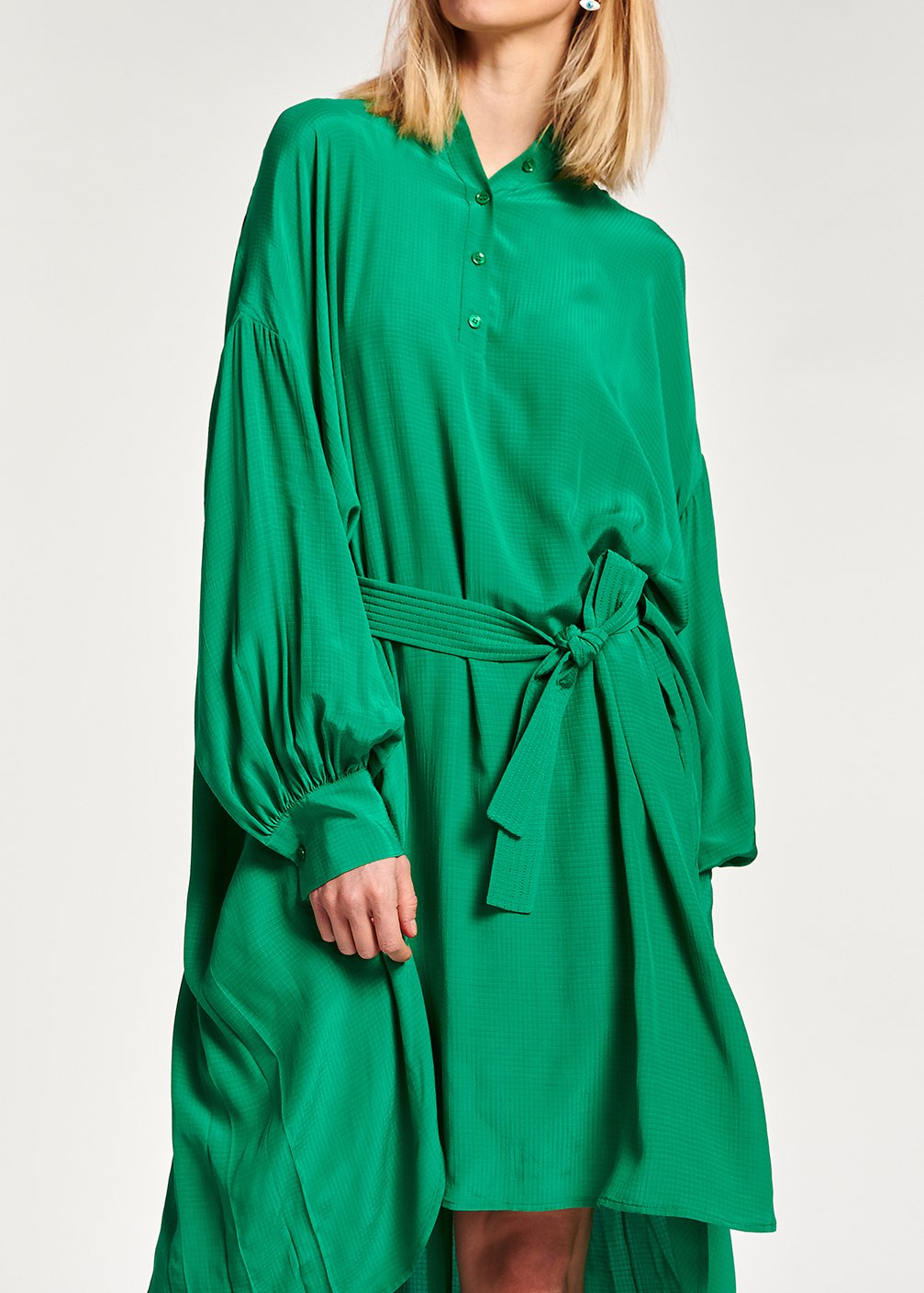 Green relaxed-fit shirt dress with plissé backside RE—SSENTIEL second-hand photo 3