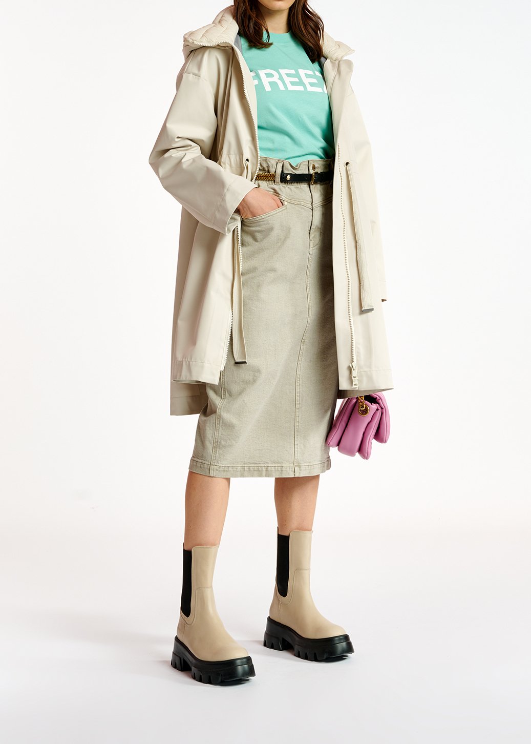 Jupe fourreau en jean beige RE—SSENTIEL seconde main photo 4
