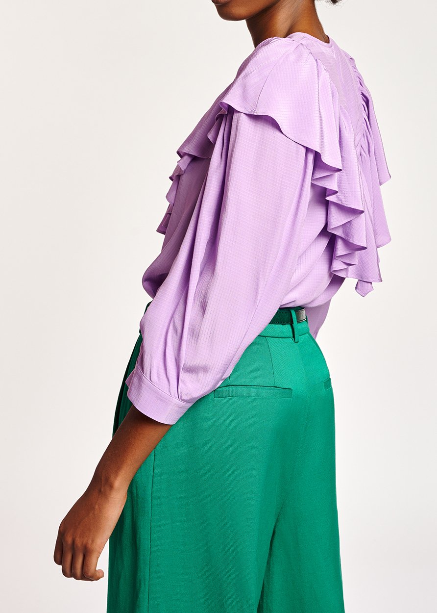 Top fluide lilas avec volants RE—SSENTIEL seconde main photo 3