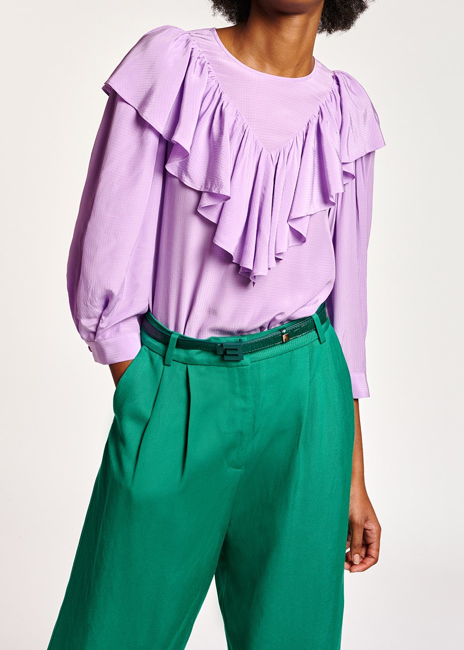 Top fluide lilas avec volants RE—SSENTIEL seconde main photo 4
