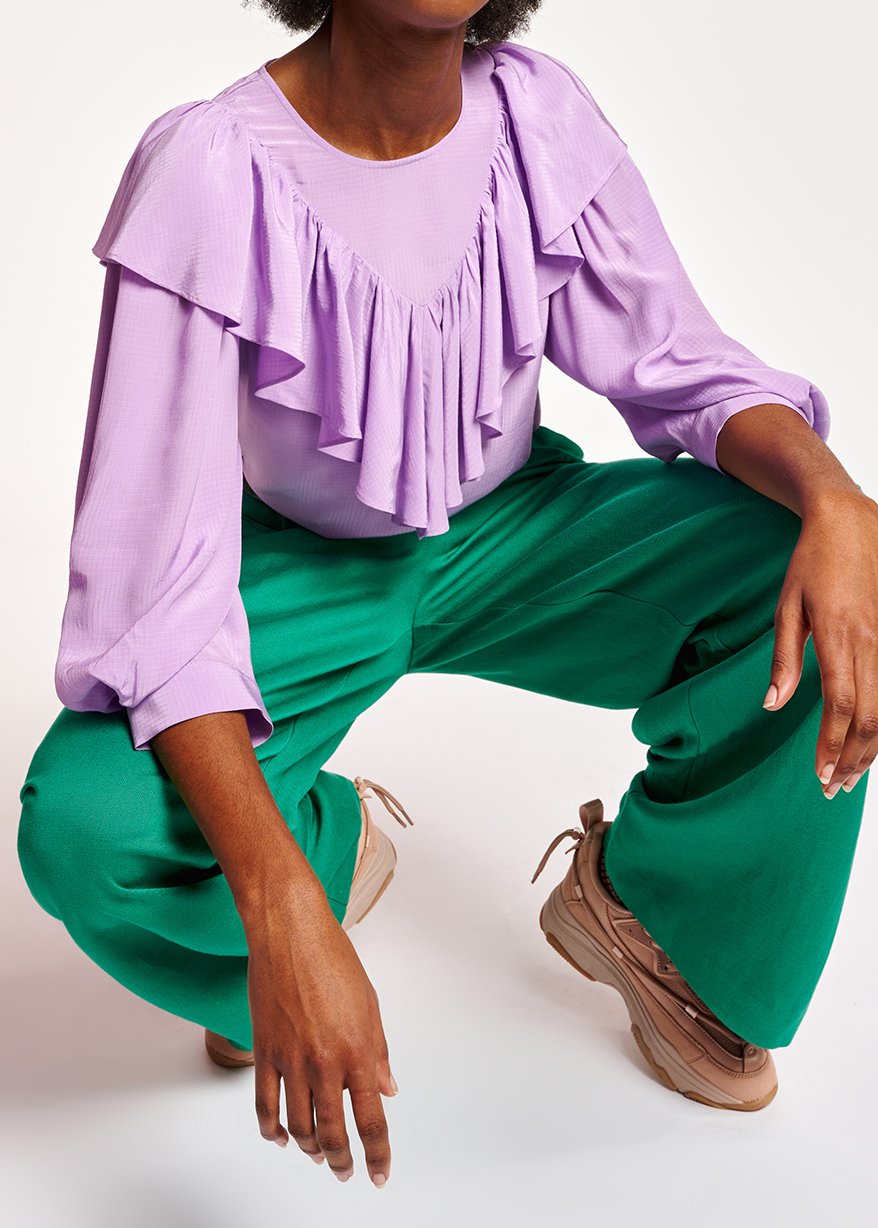 Top fluide lilas avec volants RE—SSENTIEL seconde main photo 7