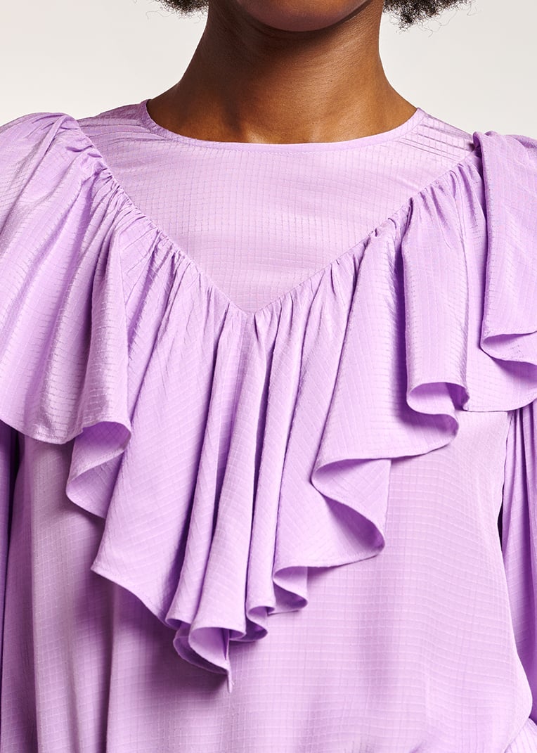 Top fluide lilas avec volants RE—SSENTIEL seconde main photo 8