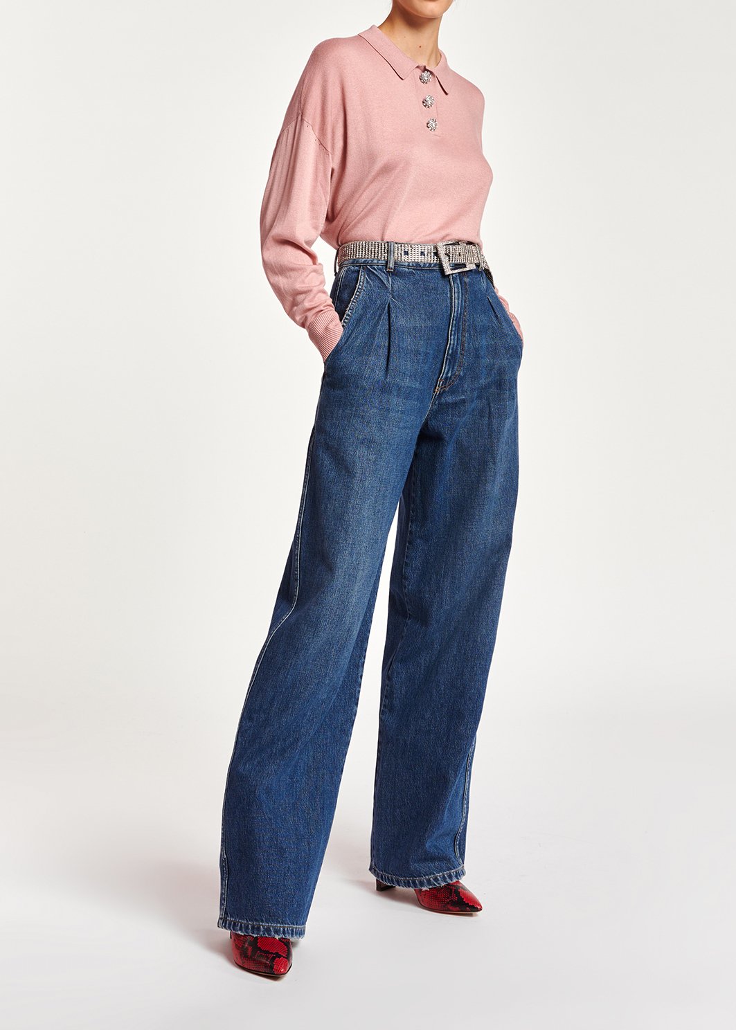 Blauwe jeans met hoge taille en wijde pijpen RE—SSENTIEL tweedehands photo 3