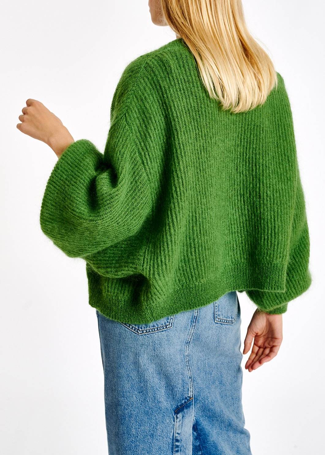 Cardigan vert en mohair et laine RE—SSENTIEL seconde main photo 4