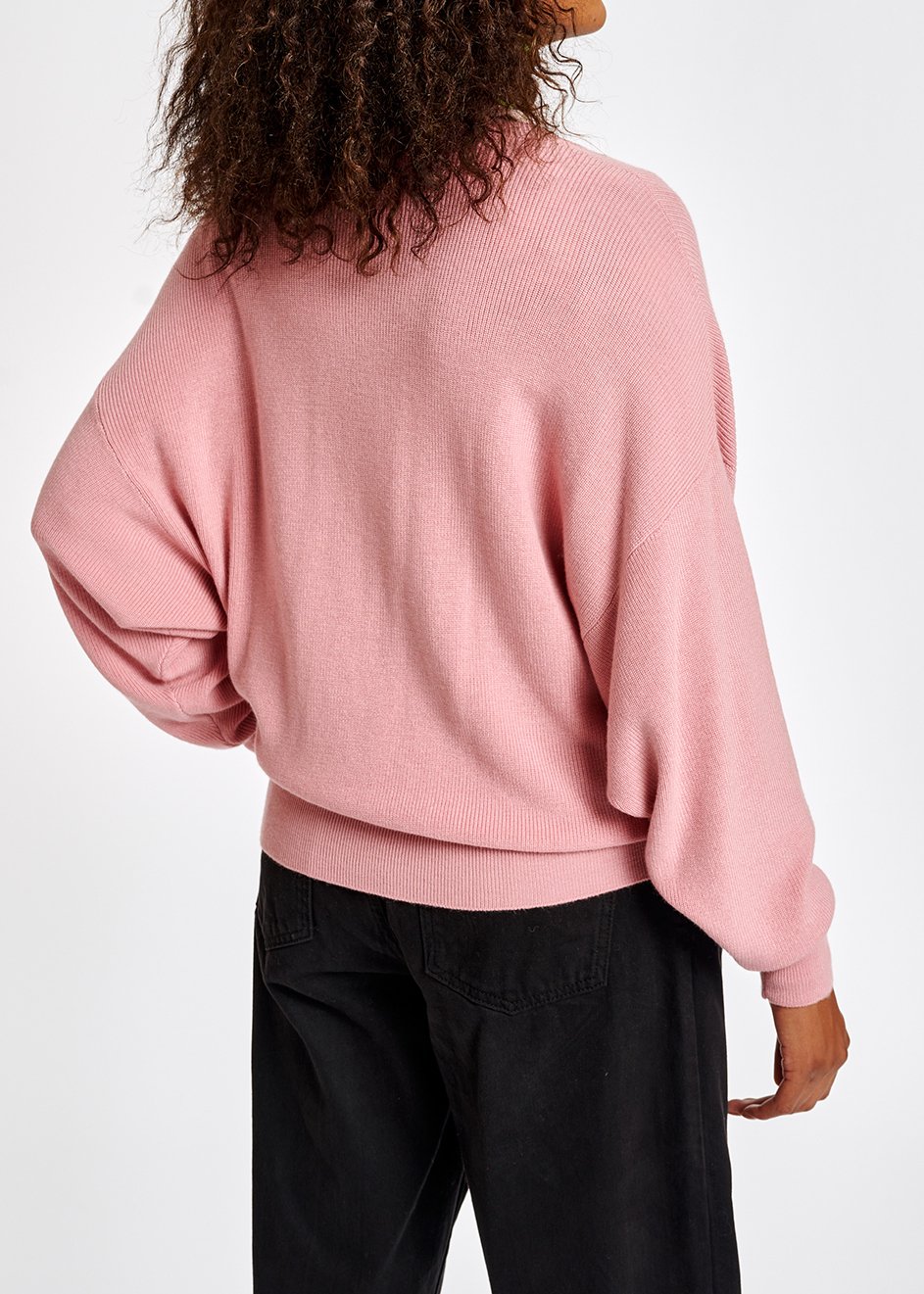 Pull en côtes rose à  encolure en v RE—SSENTIEL seconde main photo 4