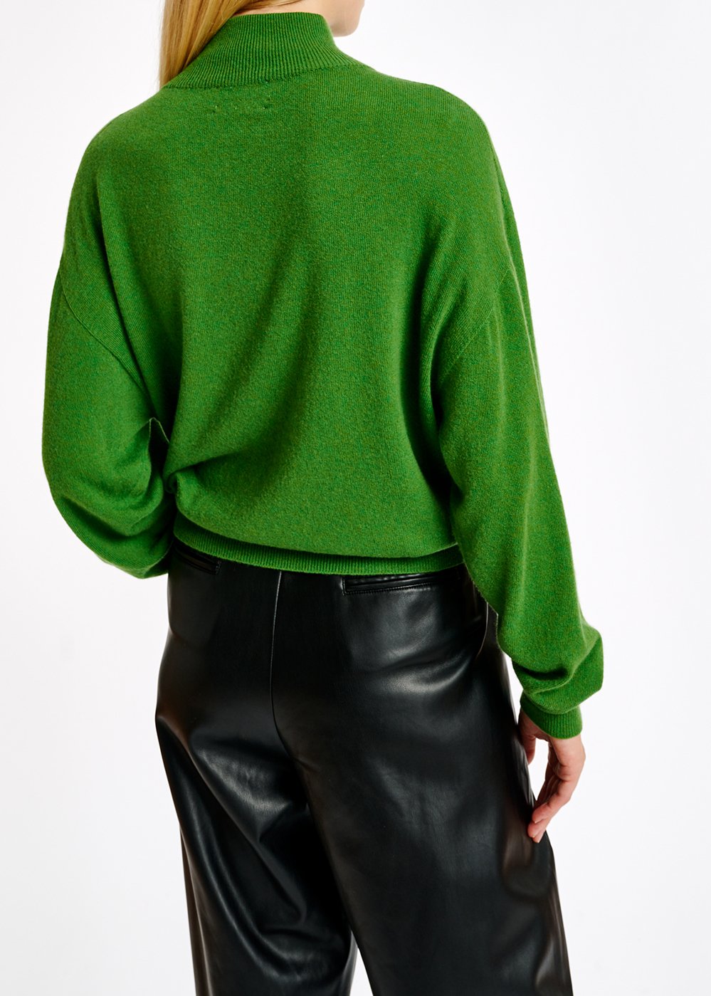 Pull à  col roulé vert en mélange de mérinos RE—SSENTIEL seconde main photo 4
