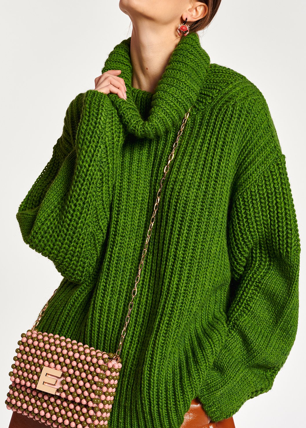Green chunky ribbed turtleneck sweater RE—SSENTIEL second-hand photo 3