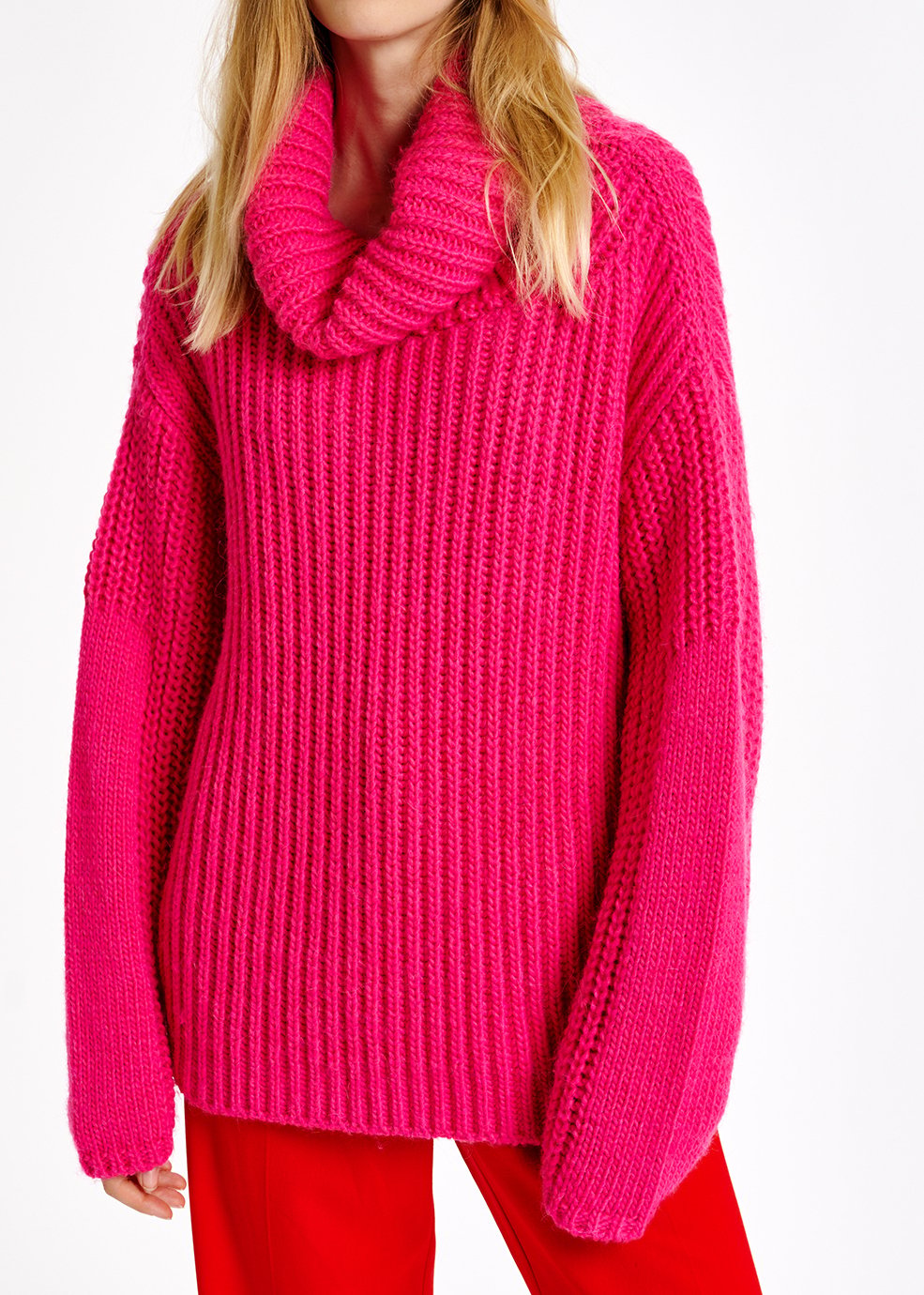 Pink chunky ribbed turtleneck sweater RE—SSENTIEL second-hand photo 8