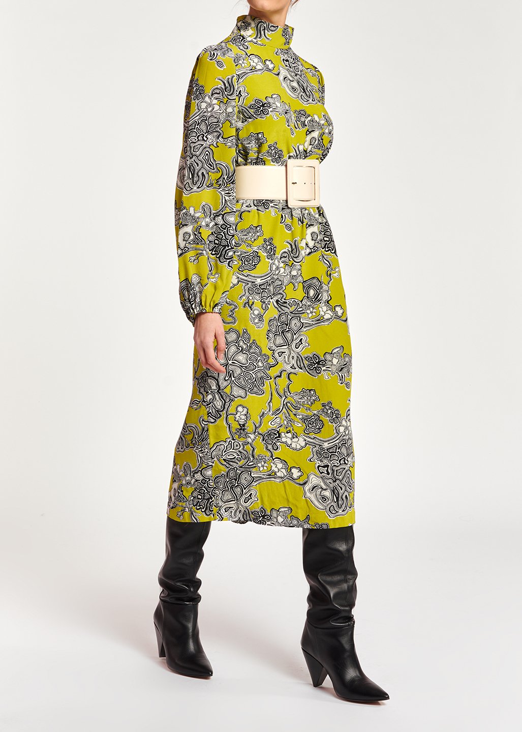 Lime green floral-print midi dress RE—SSENTIEL second-hand photo 3