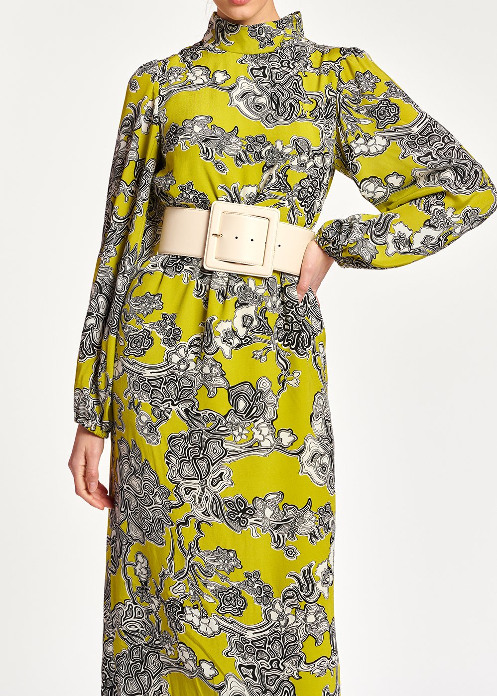 Lime green floral-print midi dress RE—SSENTIEL second-hand photo 4