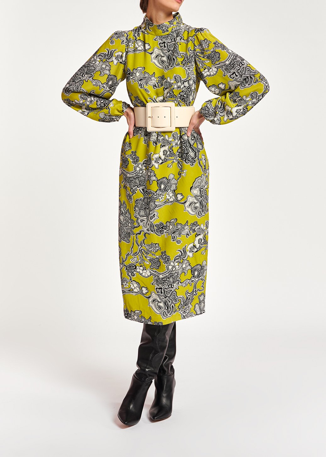 Lime green floral-print midi dress RE—SSENTIEL second-hand photo 6
