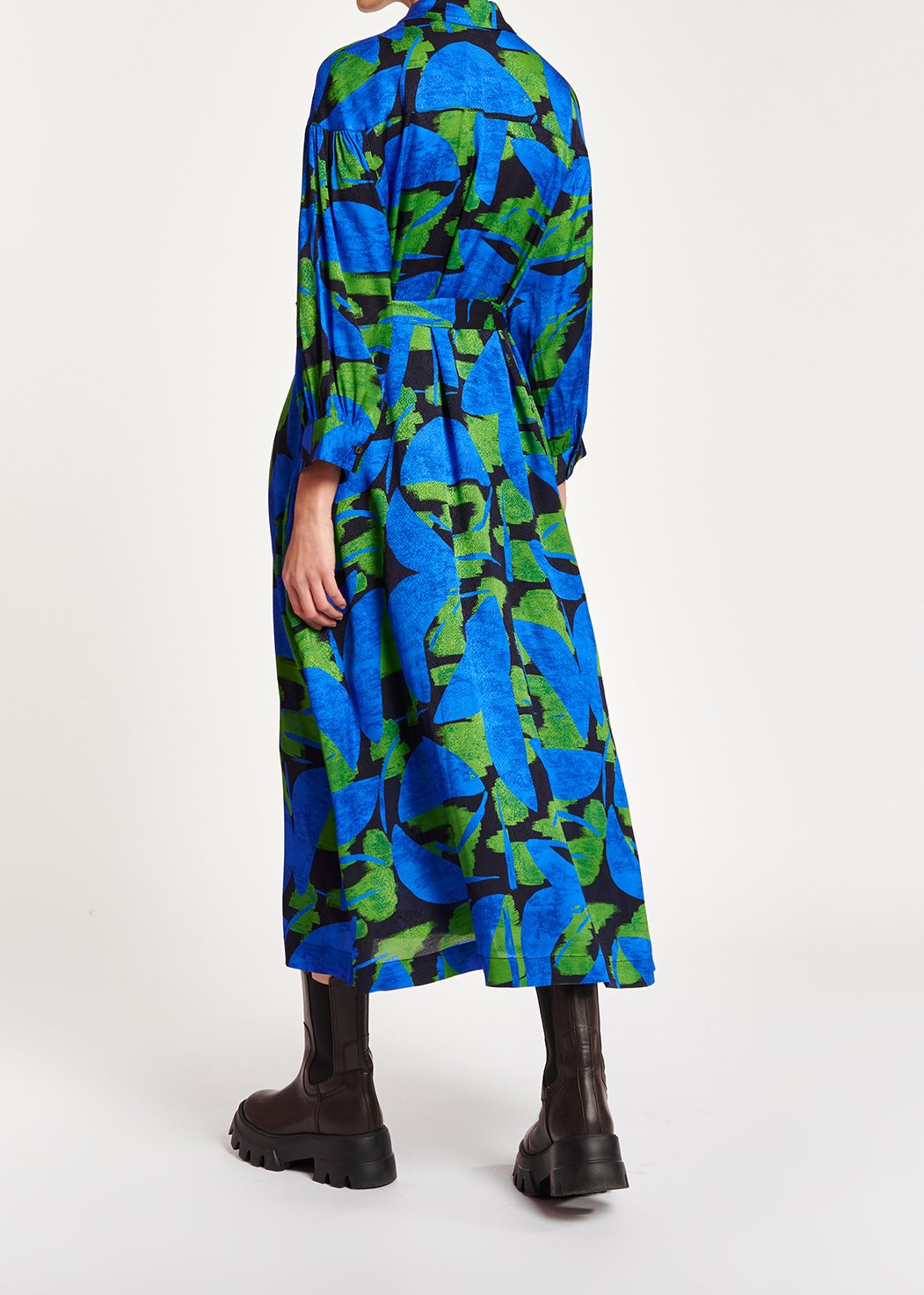 Midi-jurk met abstracte print in blauw, zwart en groen RE—SSENTIEL tweedehands photo 7