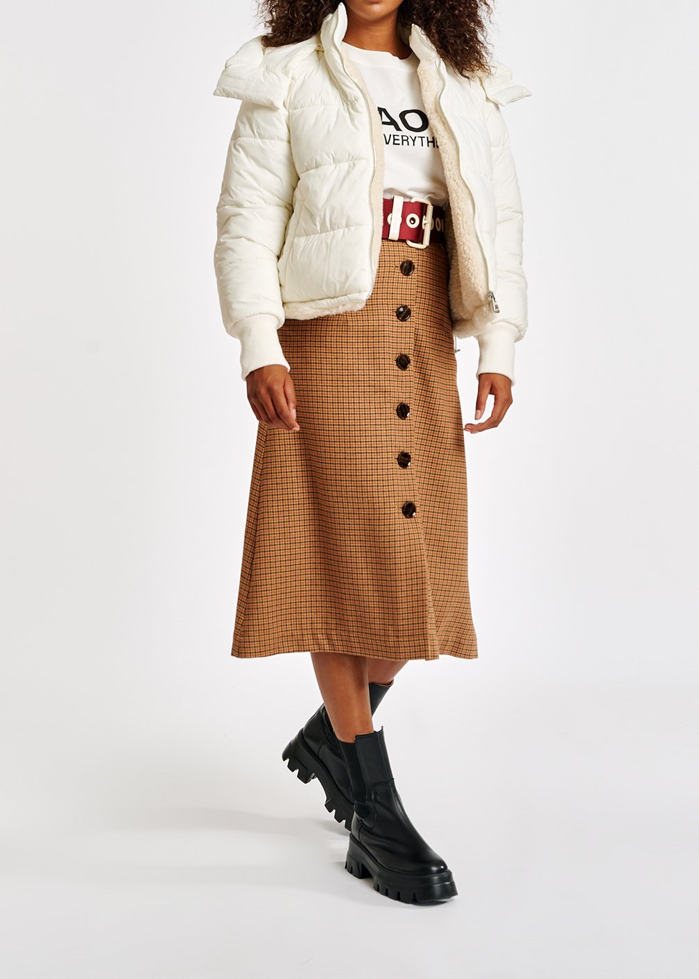Brown check midi-length skirt RE—SSENTIEL second-hand photo 6