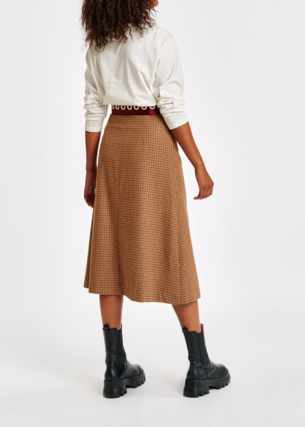 Brown check midi-length skirt RE—SSENTIEL second-hand photo 8