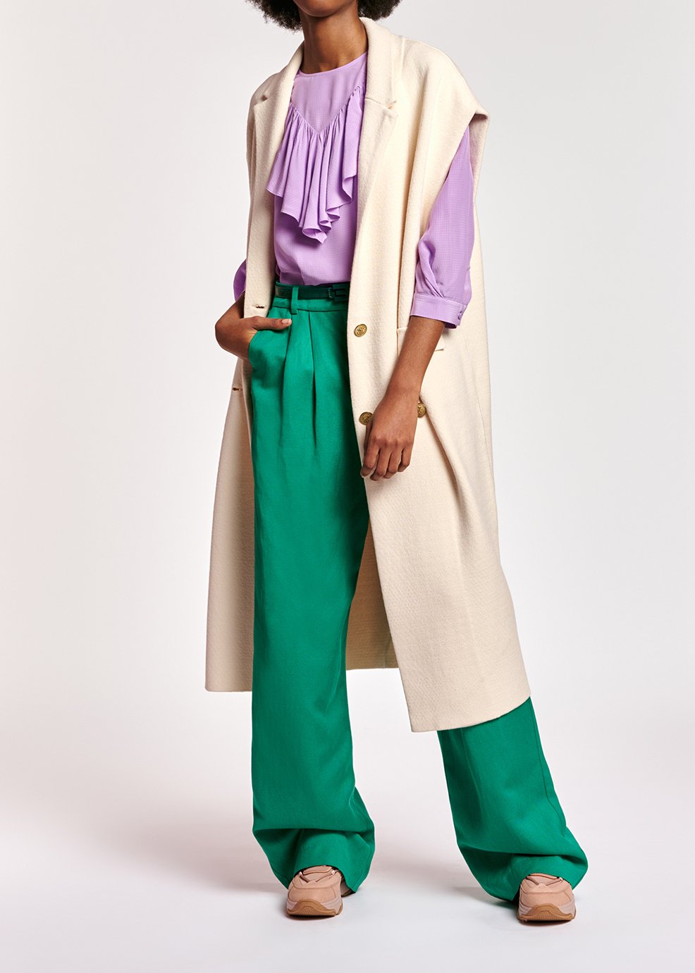 Off-white sleeveless midi-length cardigan RE—SSENTIEL second-hand photo 3