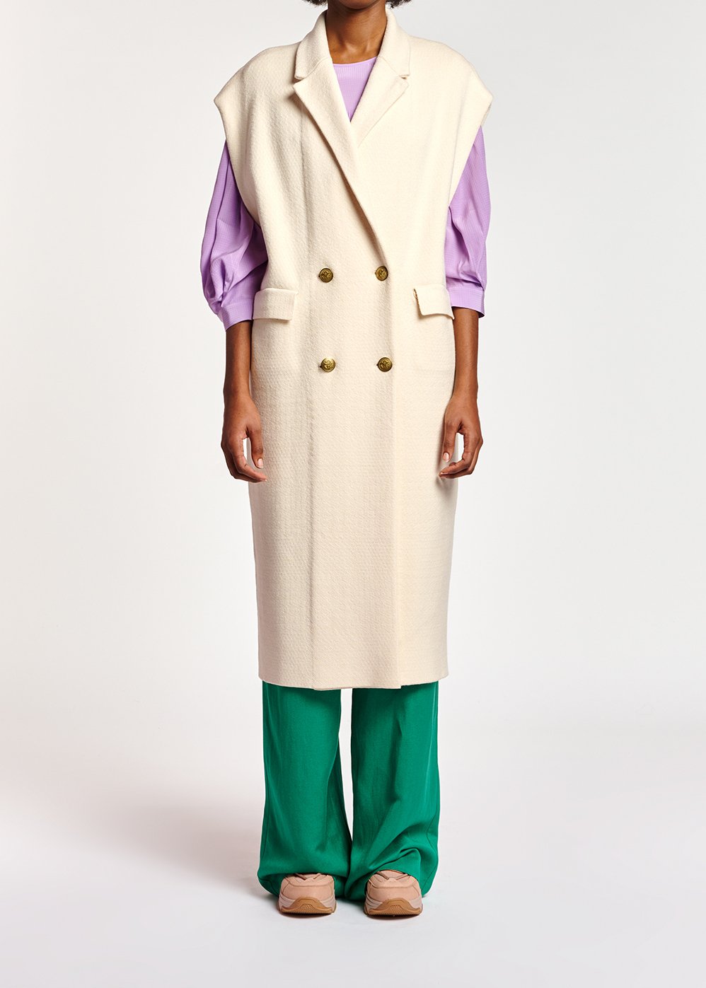 Off-white sleeveless midi-length cardigan RE—SSENTIEL second-hand photo 4