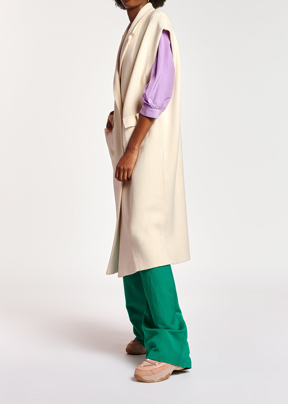 Off-white sleeveless midi-length cardigan RE—SSENTIEL second-hand photo 5