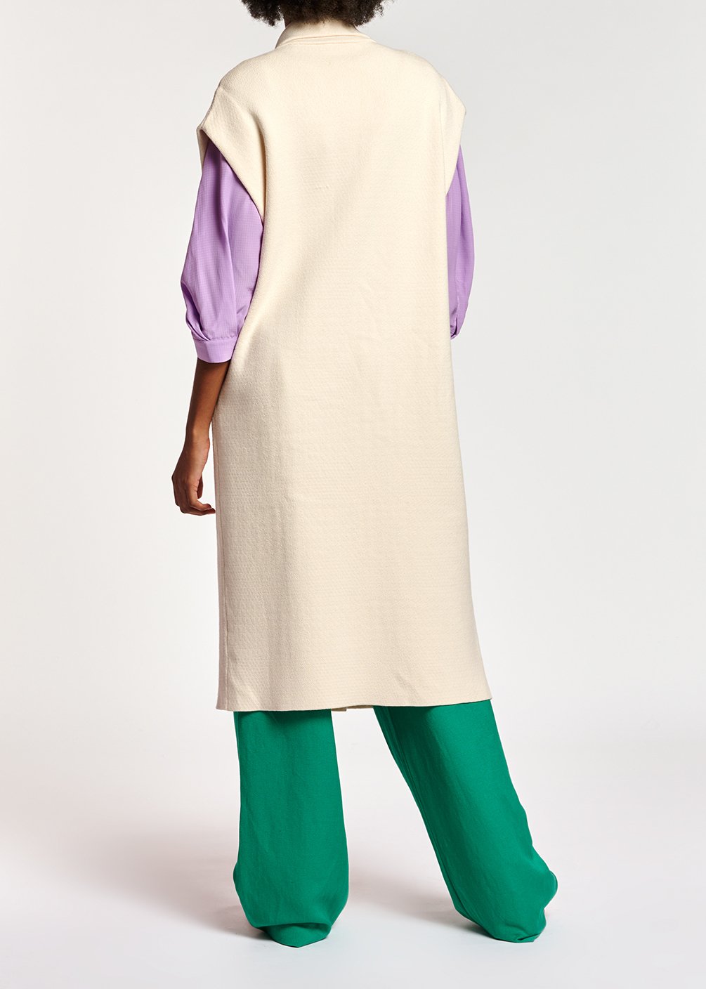 Off-white sleeveless midi-length cardigan RE—SSENTIEL second-hand photo 6