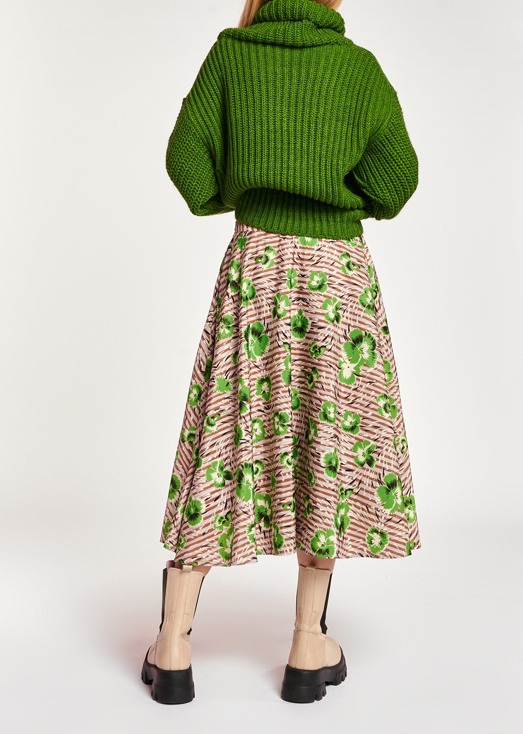 A-lijn rok met strepen en groene bloemen RE—SSENTIEL tweedehands photo 8