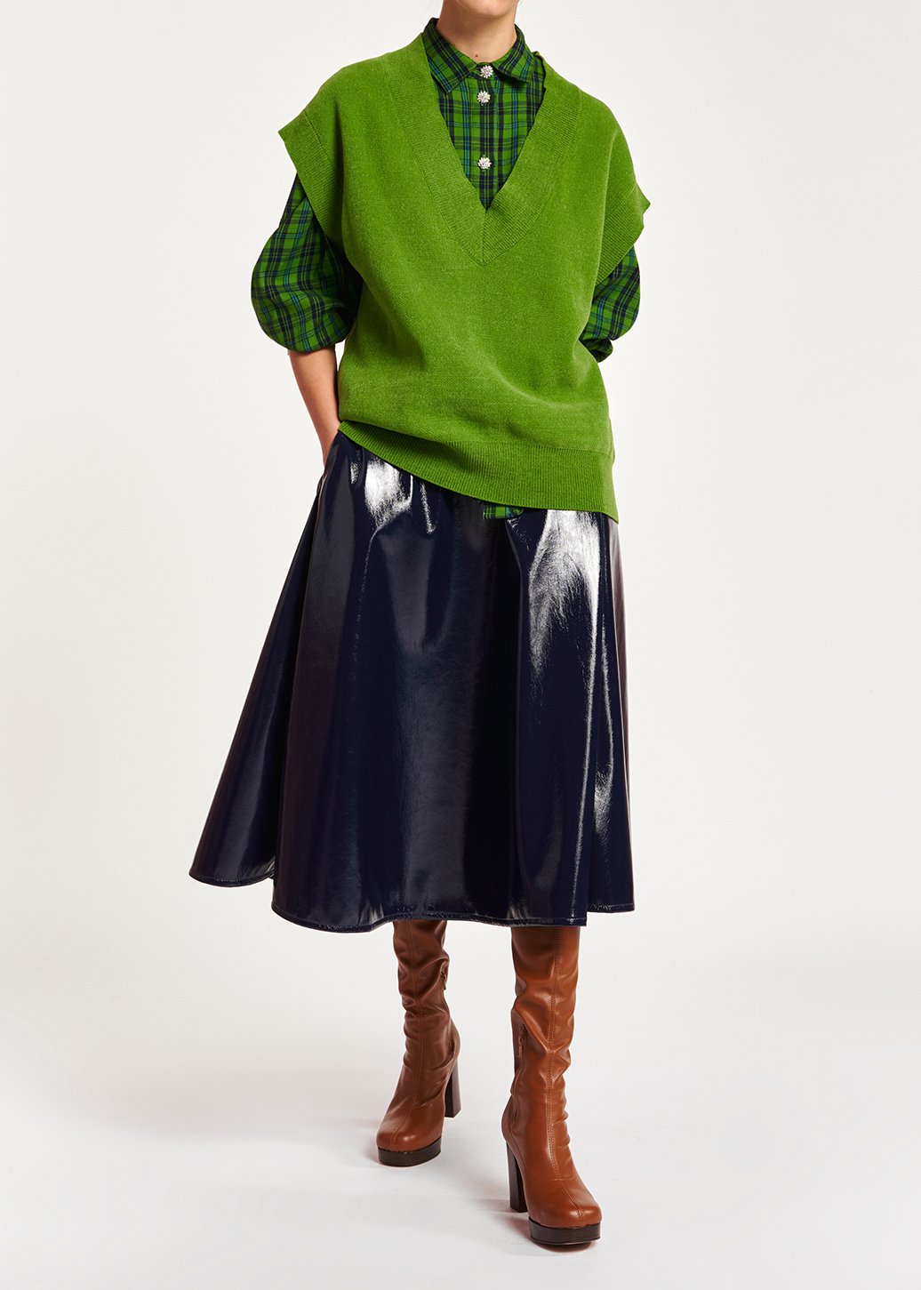Donkerblauwe faux leren rok met A-lijn RE—SSENTIEL tweedehands photo 5
