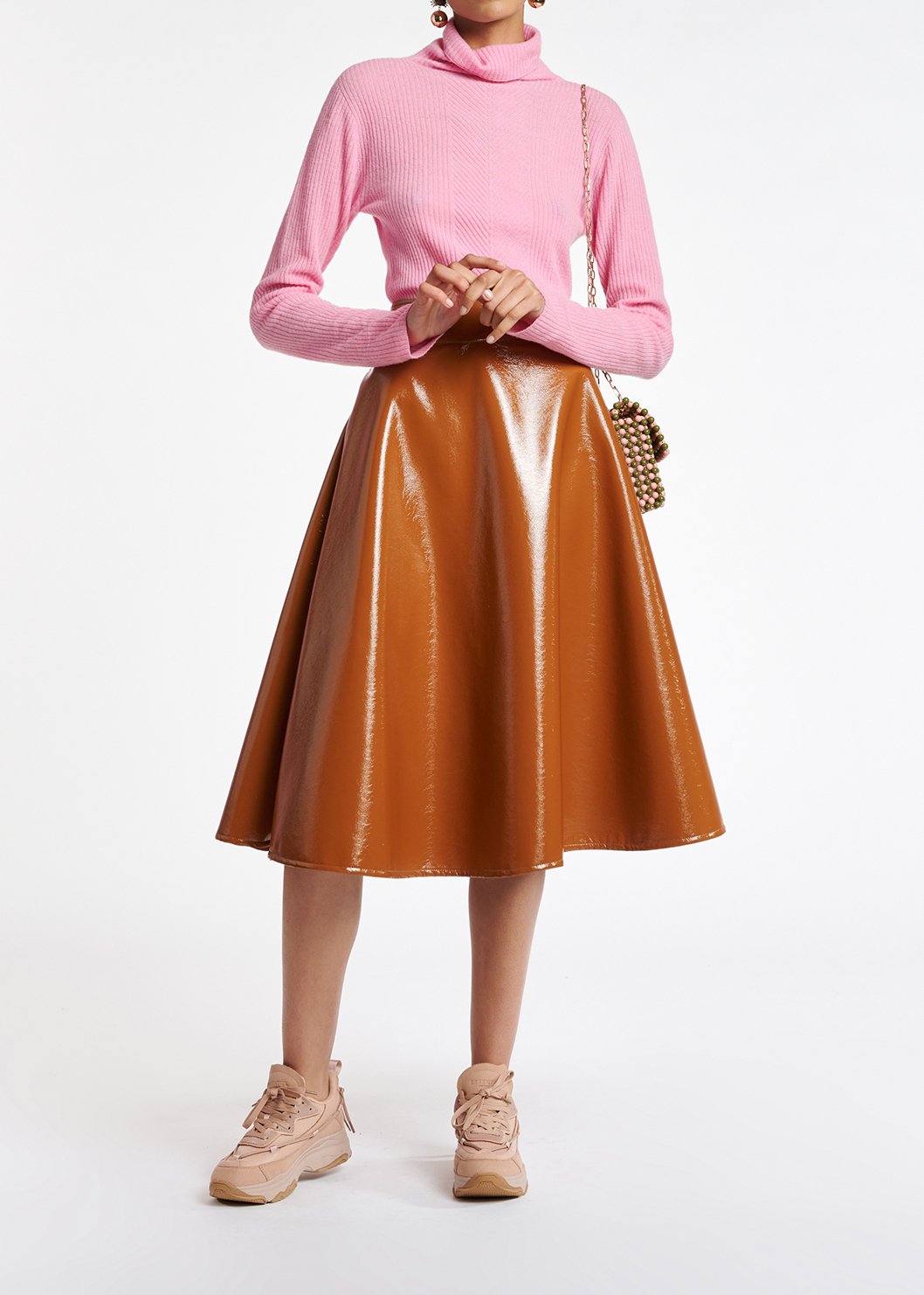 Camel faux leren rok met A-lijn RE—SSENTIEL tweedehands photo 3