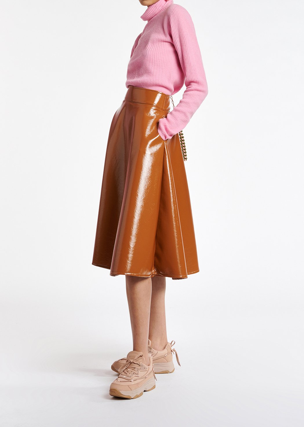 Camel faux leren rok met A-lijn RE—SSENTIEL tweedehands photo 4