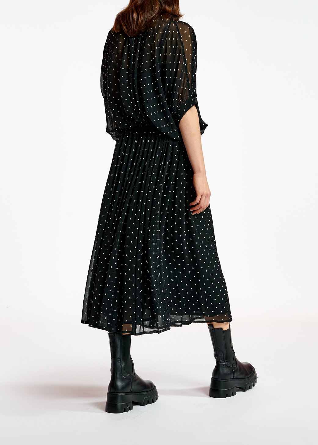 Black and off-white voluminous dotted sheer top RE—SSENTIEL second-hand photo 6