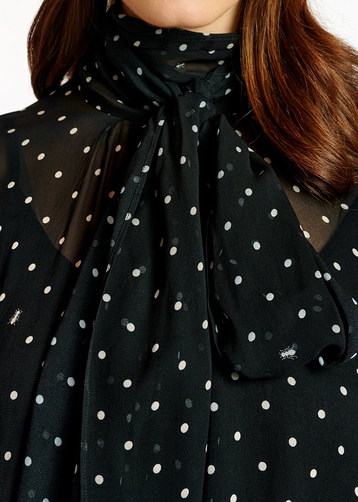 Black and off-white voluminous dotted sheer top RE—SSENTIEL second-hand photo 8