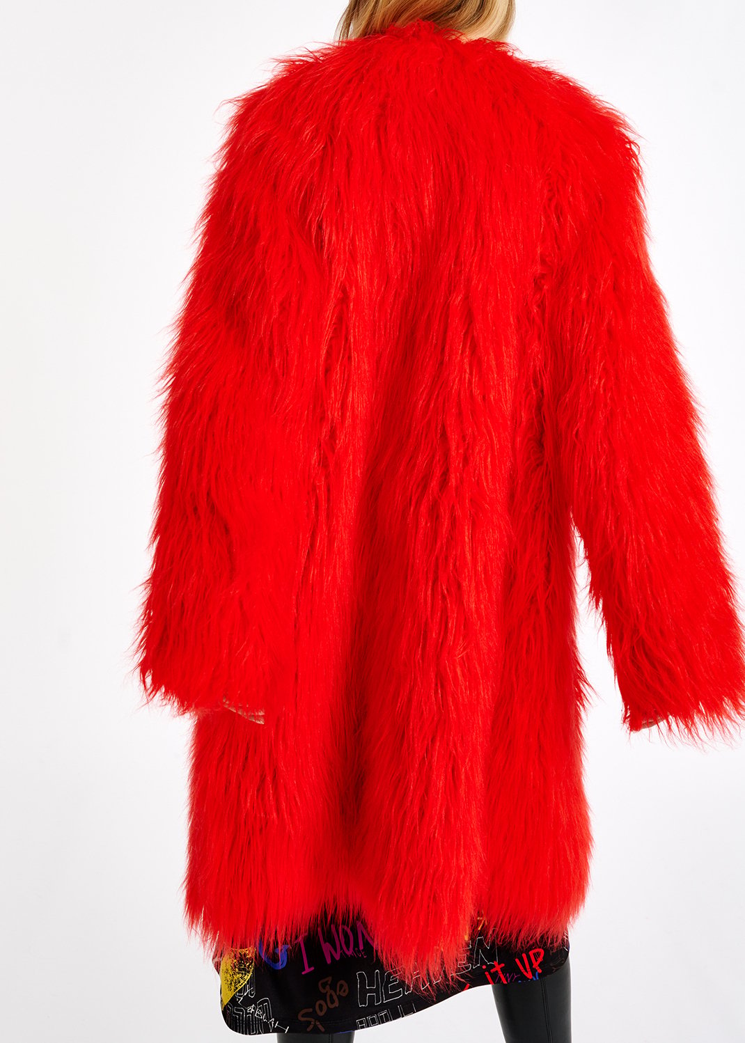 Rode oversized mantel van faux fur RE—SSENTIEL tweedehands photo 5